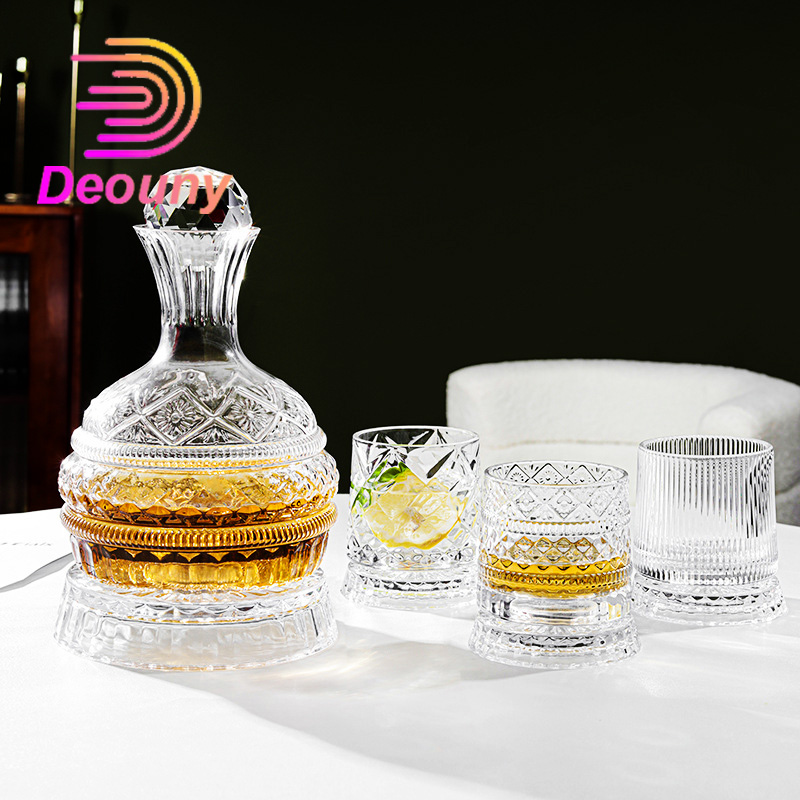 DEOUNY 유럽 스타 다이아몬드 회전 와인 디캔터,  - Glass Decanter Whiskey 리뷰 및 가격